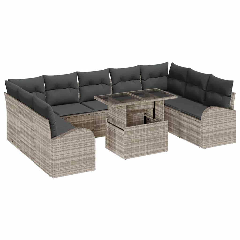vidaXL Conjunto de sofá de jardín 10 pcs Gris Claro y Gris