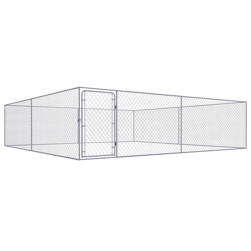 vidaXL Perrera de Exterior de Acero Galvanizado Casa Animales Mascotas Dimensiones 2 x 2 x 1 m, 4 x 4 x 1 m