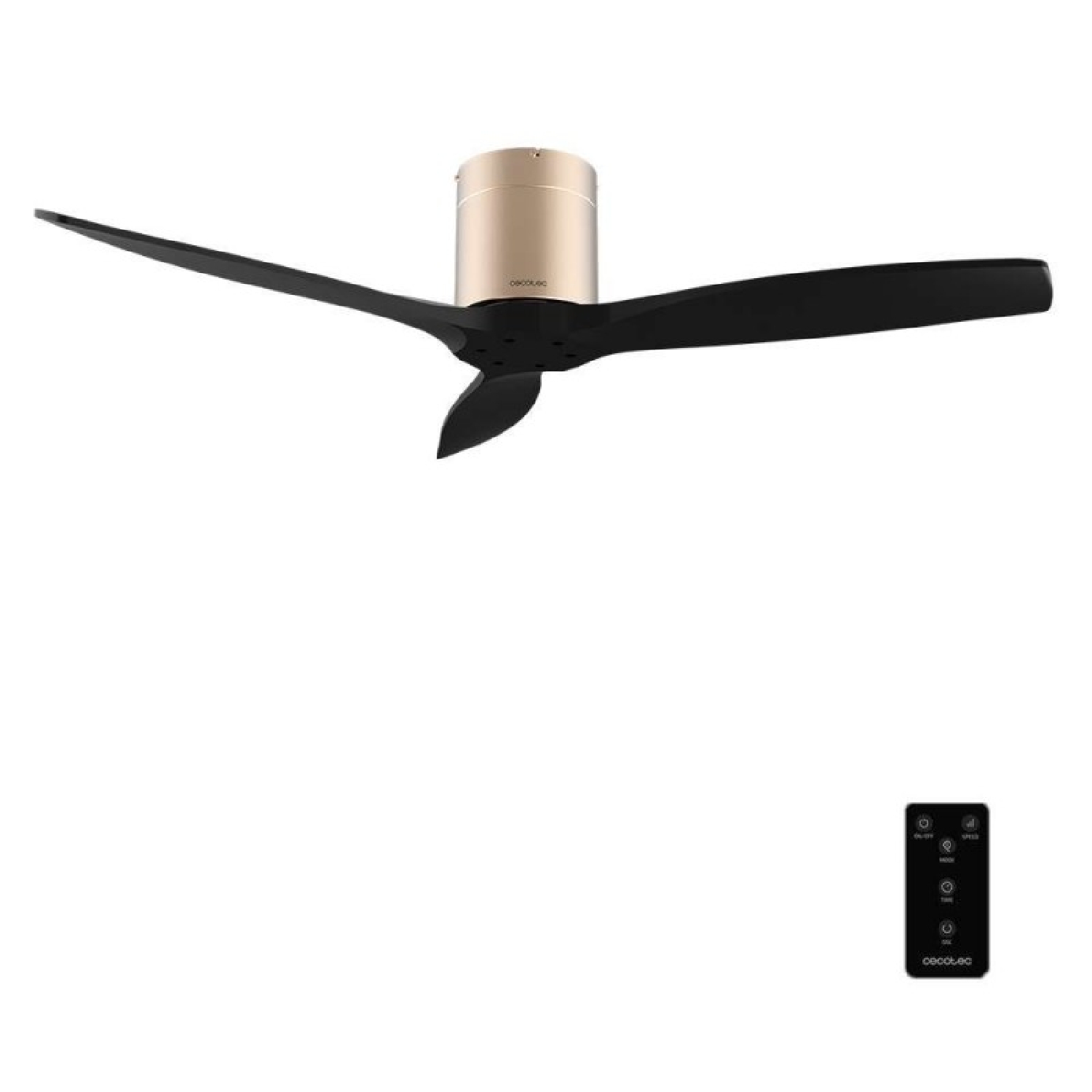 Cecotec Ventilador de Techo con Mando a Distancia de 52" EnergySilence Aero 5400 Classic Gold&Black. Motor DC 40W, 3 Aspas