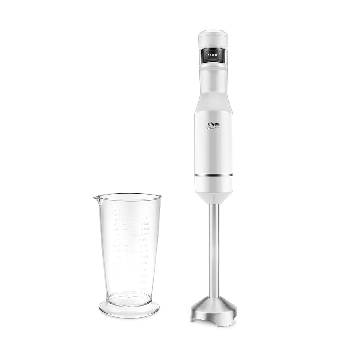 Ufesa - Batidora de mano Stellar 1500 de 1500 W con tecnología TouchSpeed, pantalla digital y 4 cuchillas de alta eficiencia para batir, mezclar y triturar con precisión en cocina