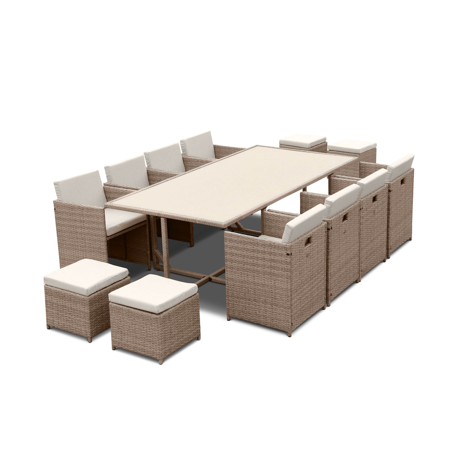 sweeek - Mesa de jardín de resina con capacidad de 12 plazas , Vabo 12 , 110x222x73