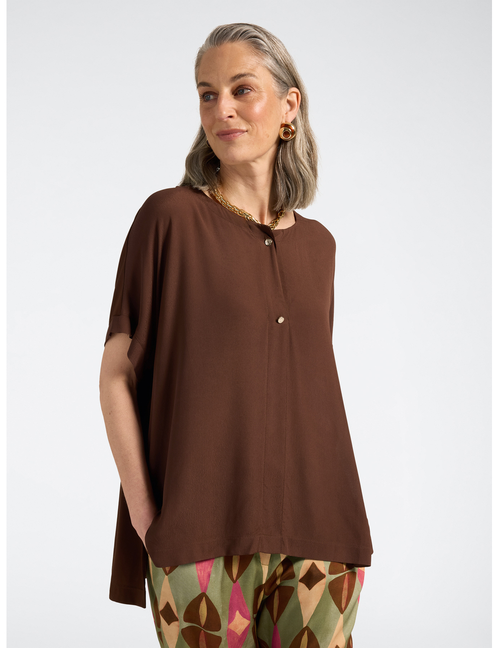 Elena Mirò - Camiseta mangas kimono con botones joya