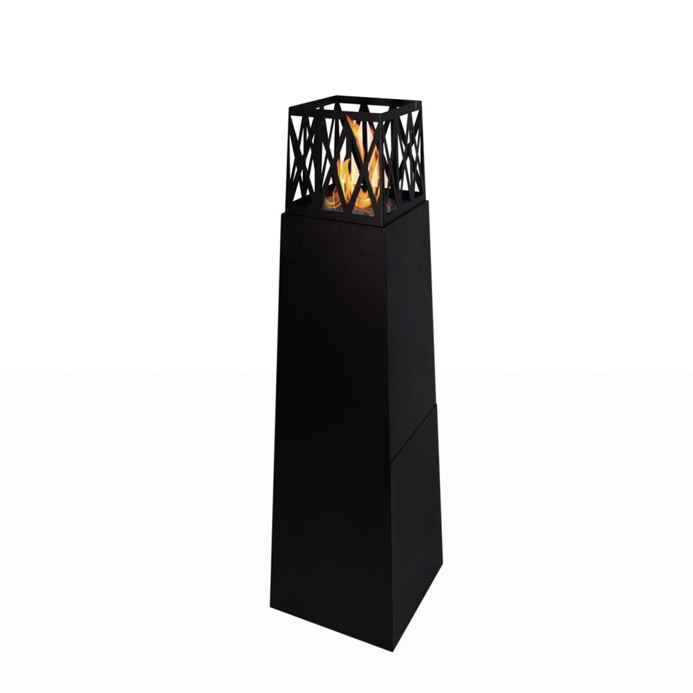 Chimenea de bioetanol para jardín exterior Vulcano Nero 40x40x145