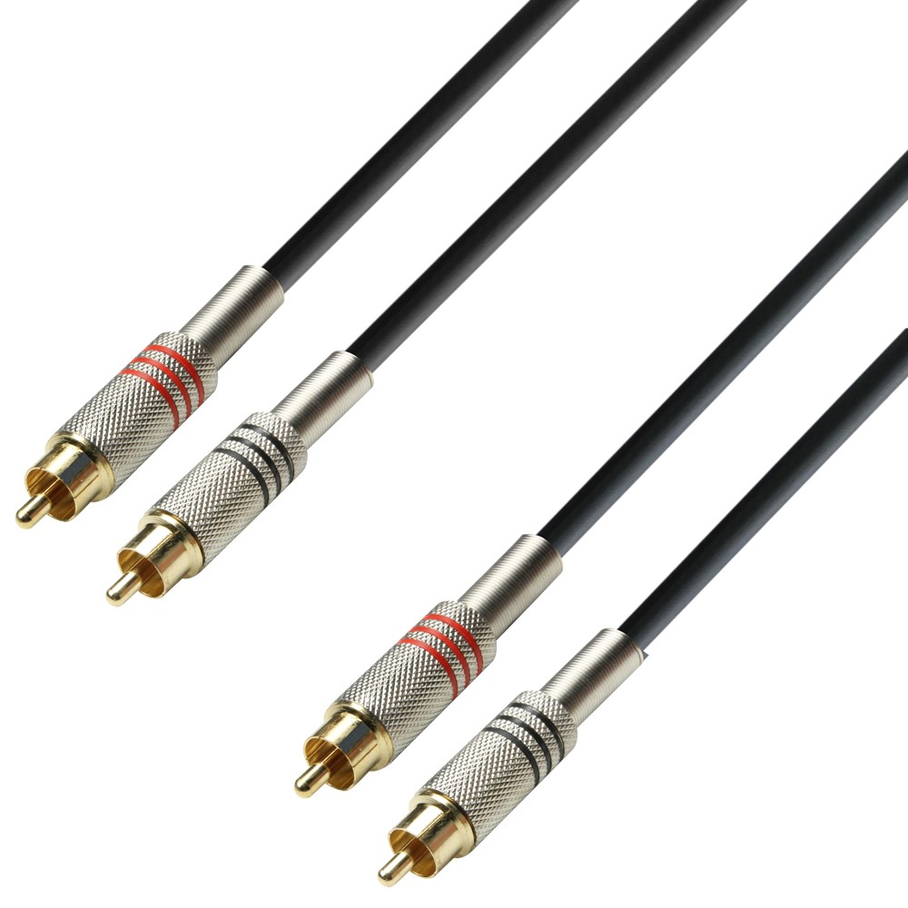 Adam Hall Cable RCA de Alta Calidad con Contactos Dorados y Manguitos Protectores 1m K3