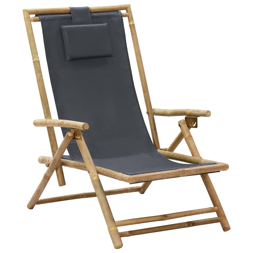 vidaXL Silla de relax reclinable de bambú y tela