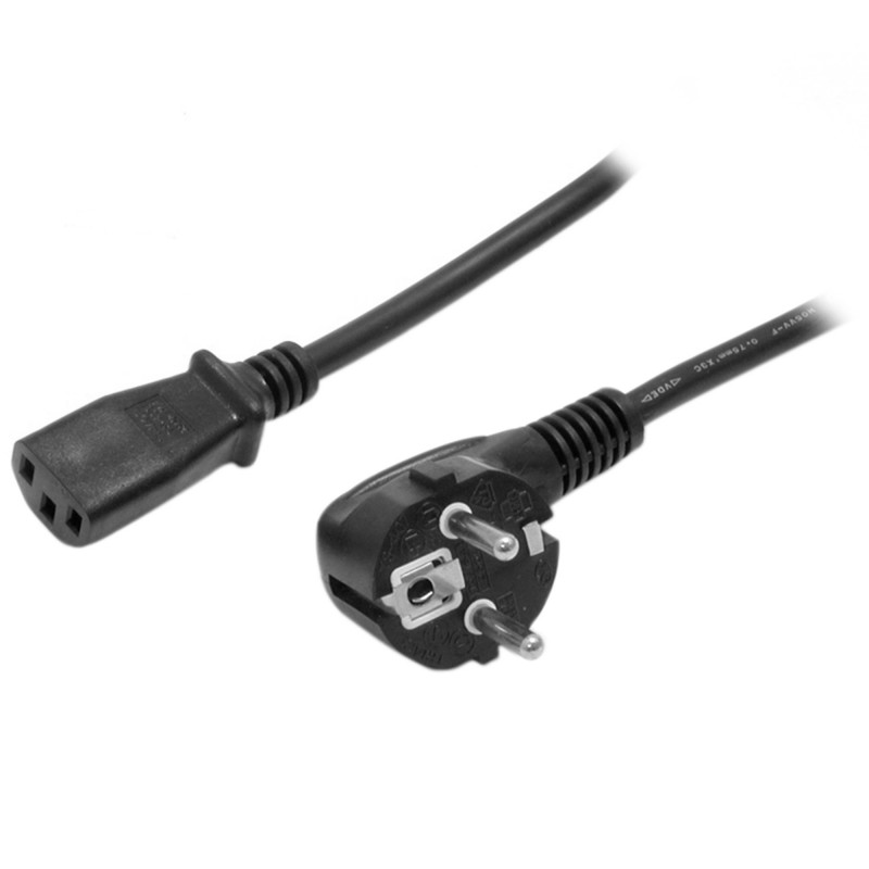 StarTech.com - Cable de 2m de Alimentación para Ordenador, 18AWG, EU Schuko a C13, 10A 250V, Negro, Cable de Repuesto, Cable de PXT101EUR