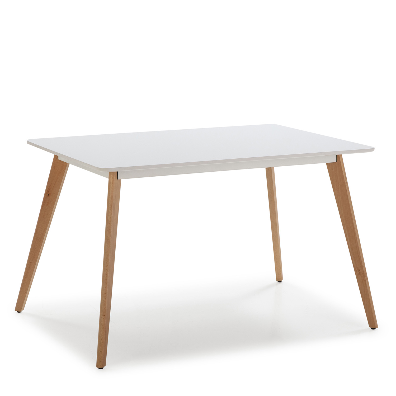 VS Venta-Stock Mesa de comerdor Aroa 120x80 cm Blanco, Patas de Madera de Haya, 120 x 80 cm
