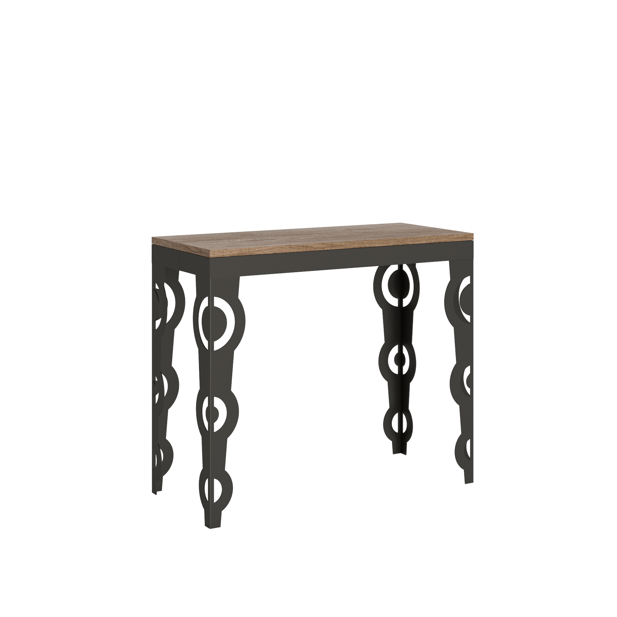 Consola extensible 90x40/300 cm Karamay Evolution Roble Nature Estructura Antracita - Itamoby