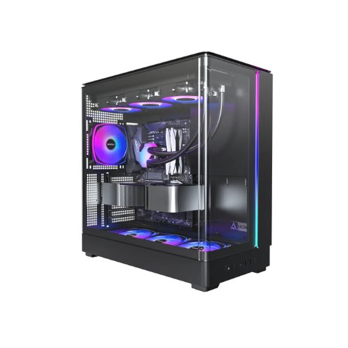MONTECH King 45 Pro ATX - Carcasa para PC, Vidrio panorámico Curvado, Flujo de Aire de Chimenea, Soporte de radiador de 360 mm, construcción compacta para Sistemas de Alto Rendimiento, 4 Ventiladores