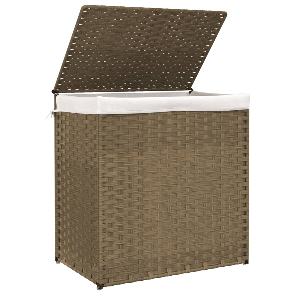 vidaXL Cesto de Ropa Sucia con 2 Secciones Cesta Baño Ratán Sintético Color Marrón oscuro,  Gris,  Natural y mas