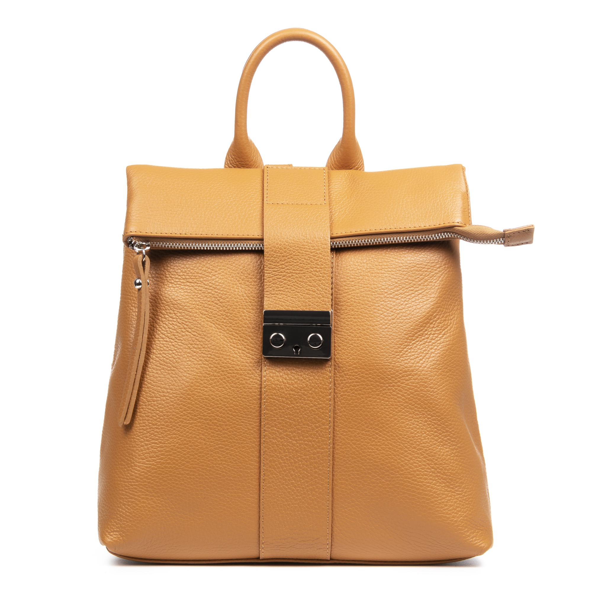 Firenze Artegiani. Foca Bolso mochila Mujer.Piel auténtica Dollaro . Made in Italy. Vera Pelle Italiana.