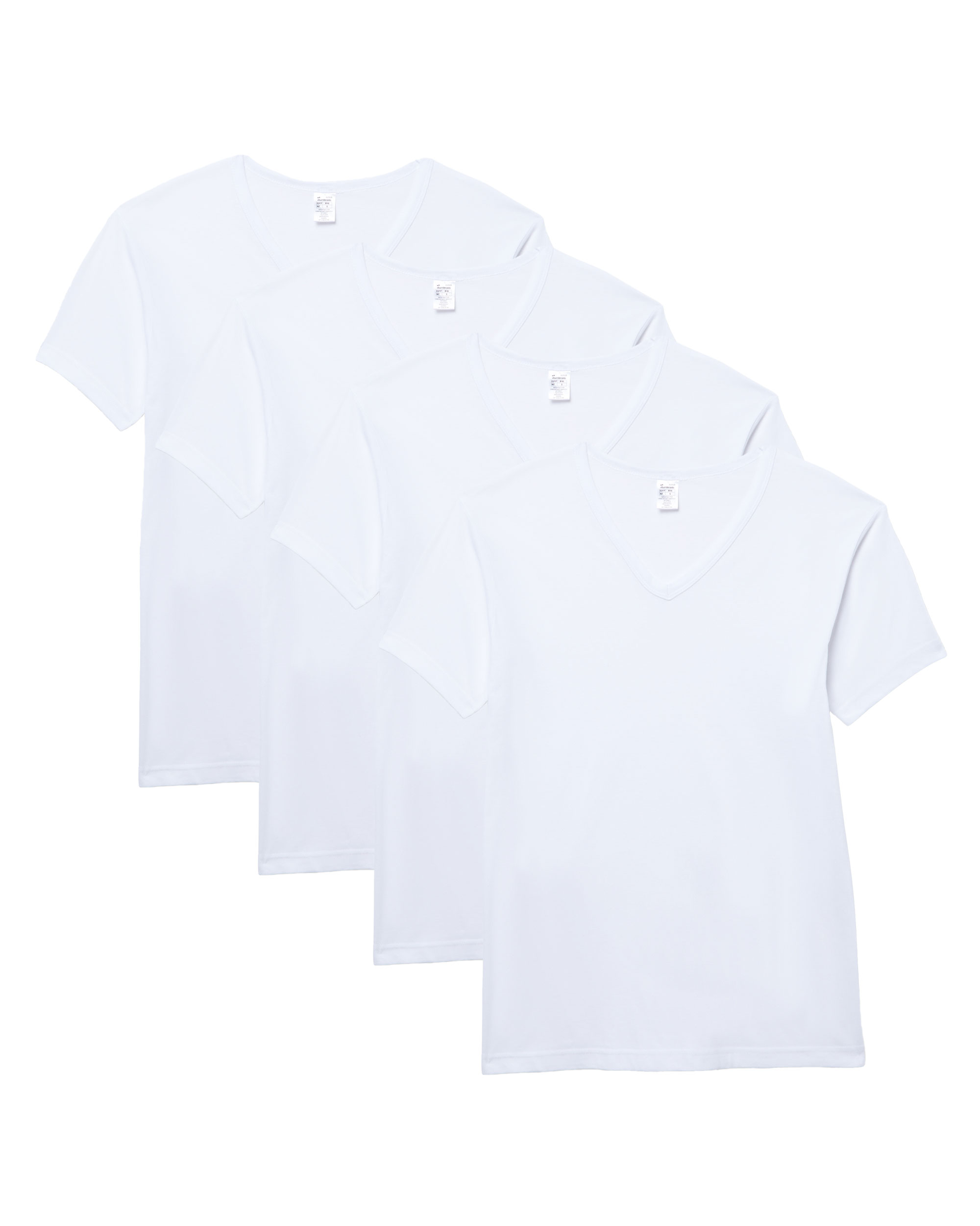 Abanderado Pack de 4 camisetas interiores de hombre en blanco de manga corta