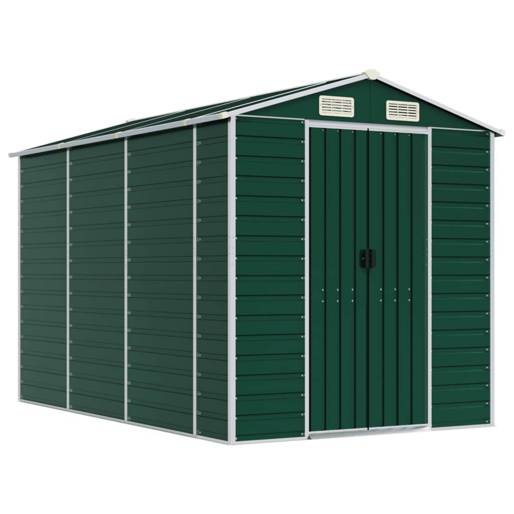 vidaXL Caseta de jardín verde 191x300x198 cm acero galvanizado