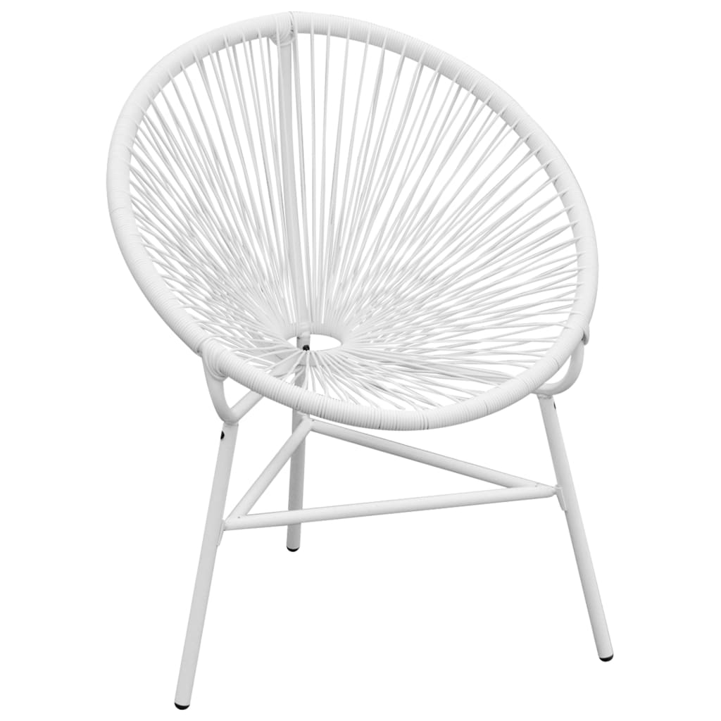 vidaXL Silla redonda de cuerdas de jardín ratán sintético blanco
