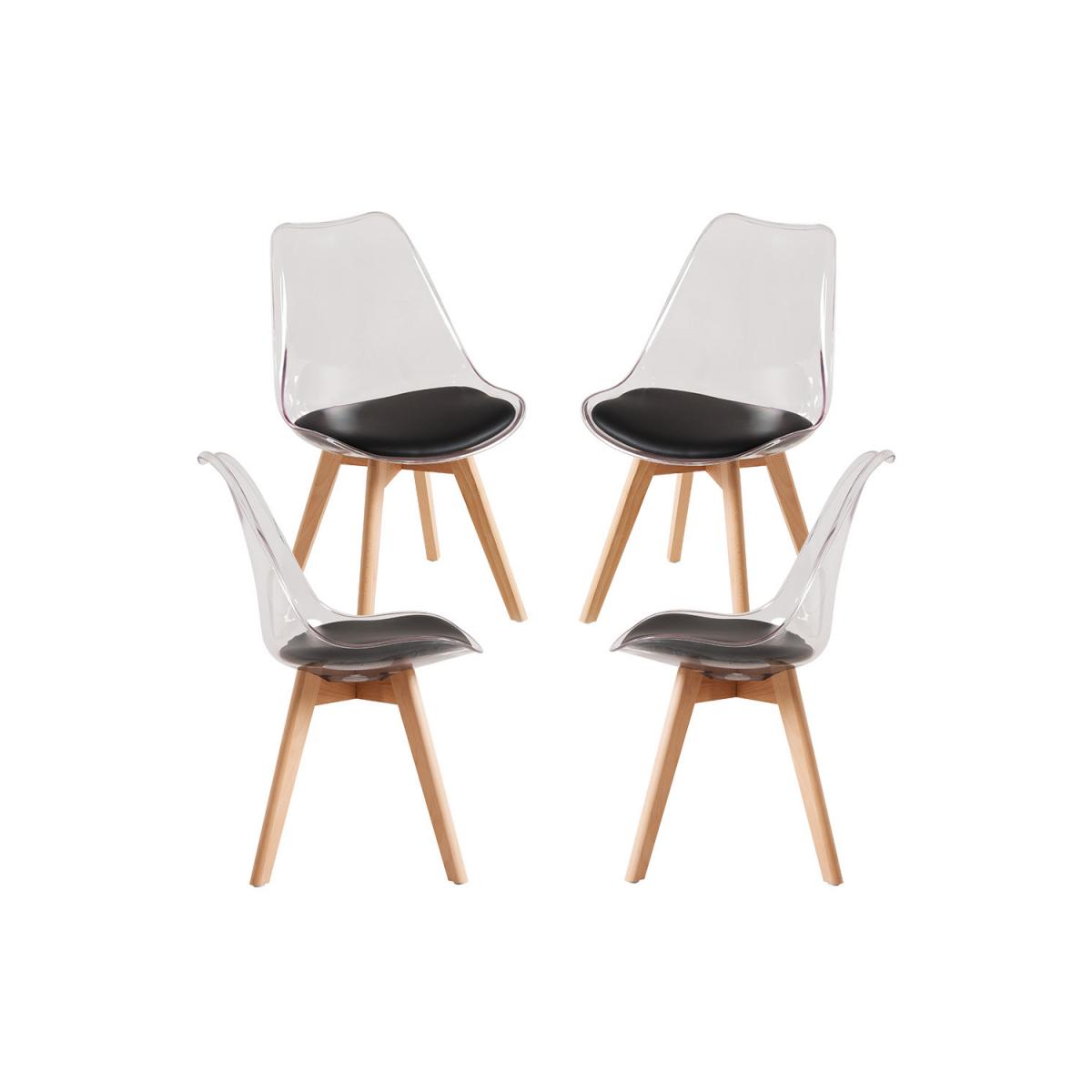 Regalos Miguel - Packs Sillas Comedor - Pack 4 Sillas Synk Transparente Asiento - Negro
