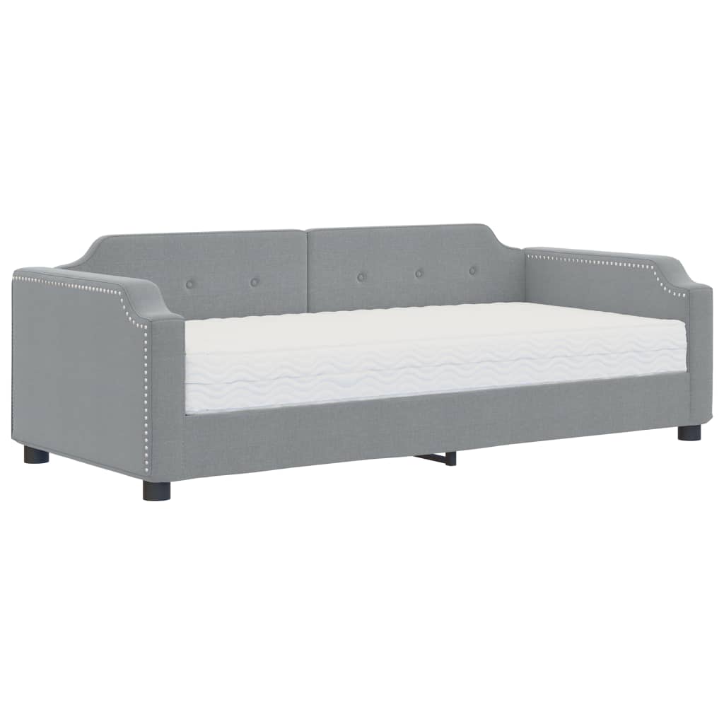 vidaXL Sofá cama con colchón tela gris claro 100x200 cm