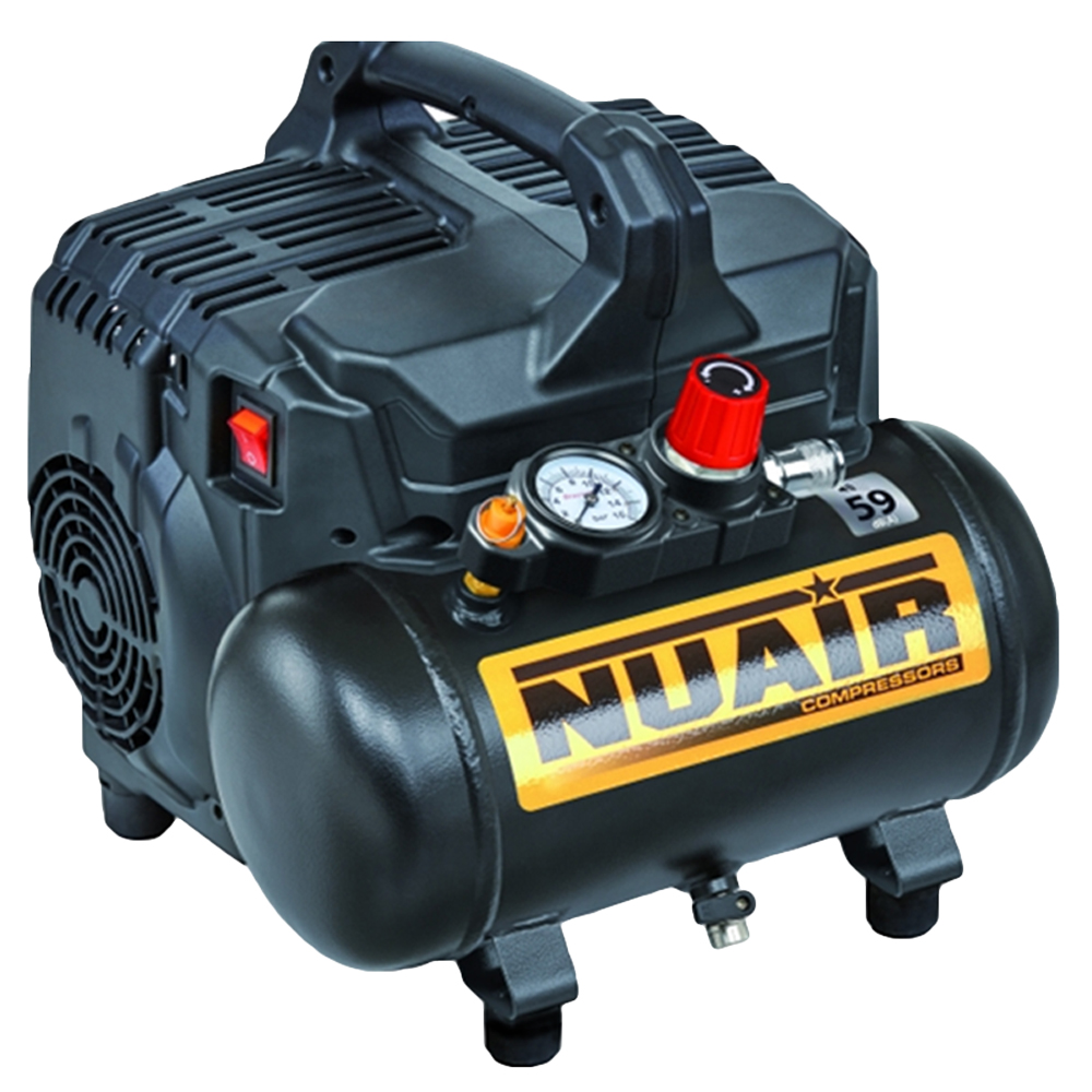 Nuair Nuair NUAIR Compresor Silencioso de Aire 8bar 105L/Min Autostop, Tanque de 6L | Potente y Fiable