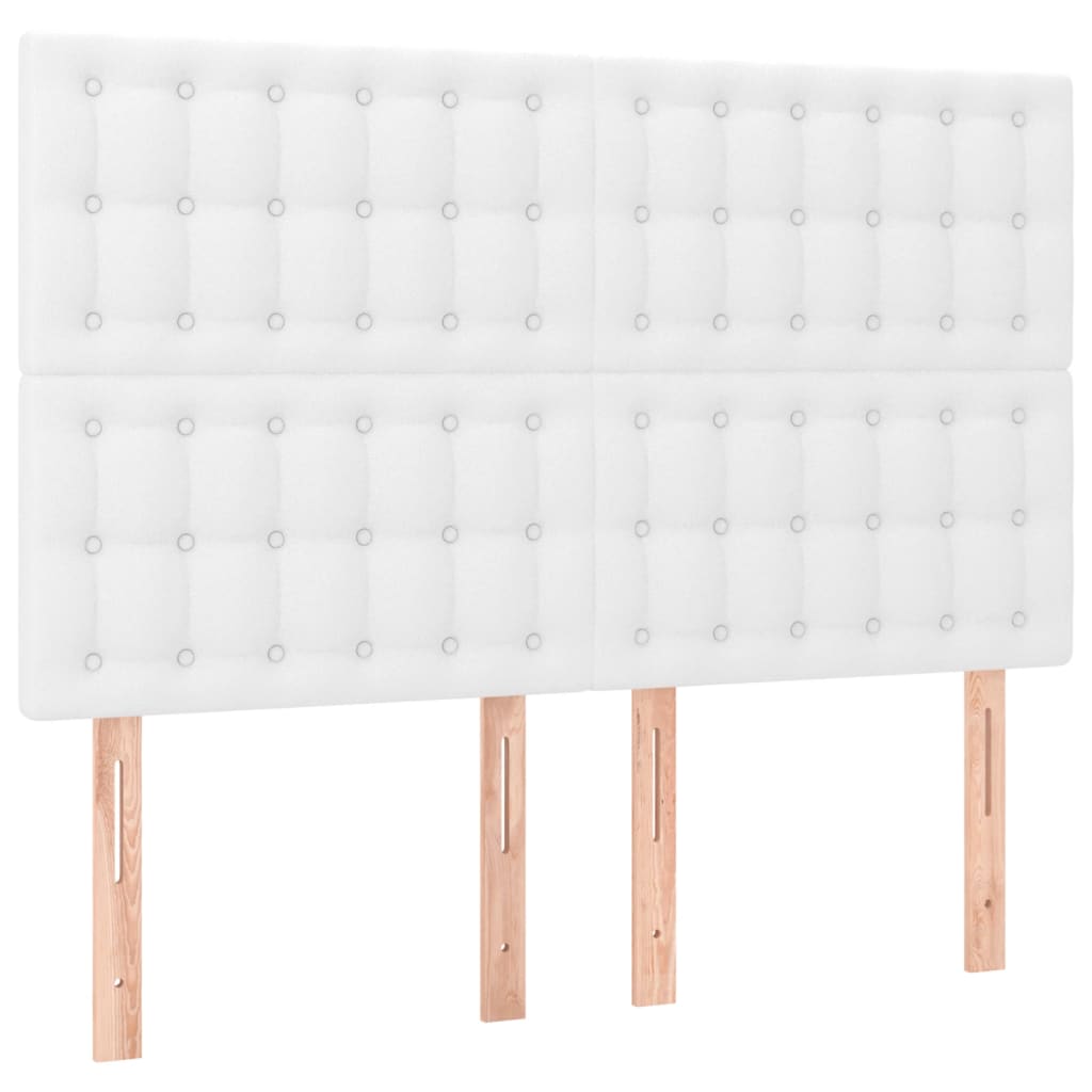 vidaXL Cabecero con luces LED cuero sintético blanco 144x5x118/128 cm