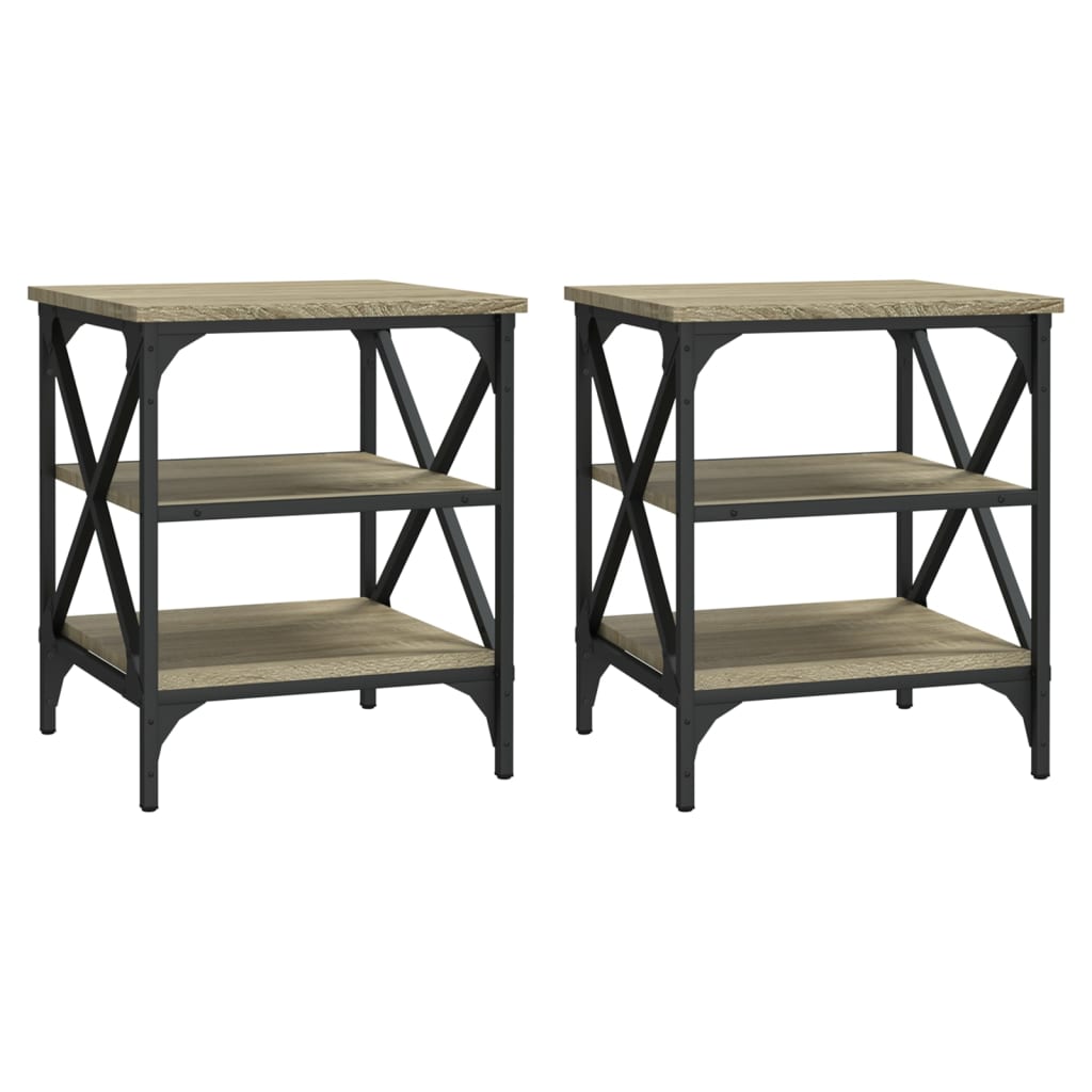 Vidaxl Mesas Auxiliares 2 Uds Madera Contrachapada 40x42x50 Cm Negro