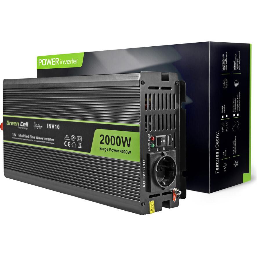 CONVERTIDOR GREEN CELL INV10 12V-230V 2000W/4000W