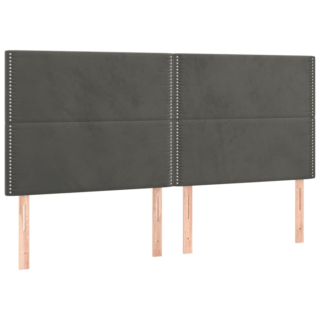 vidaXL Cabecero con luces LED terciopelo gris oscuro 180x5x118/128 cm
