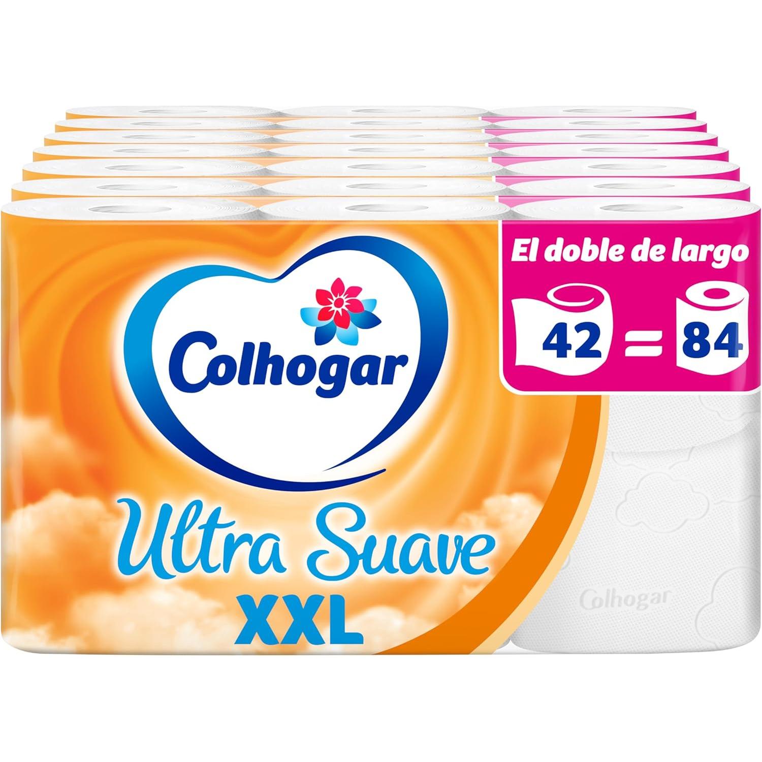 Colhogar Ultra Suave XXL 7x6 - Papel Higiénico Suave - Paquete con 42 Rollos Extra Grandes - Papel de Baño de 2 Capas - 100% Libre de Perfume - Blanco