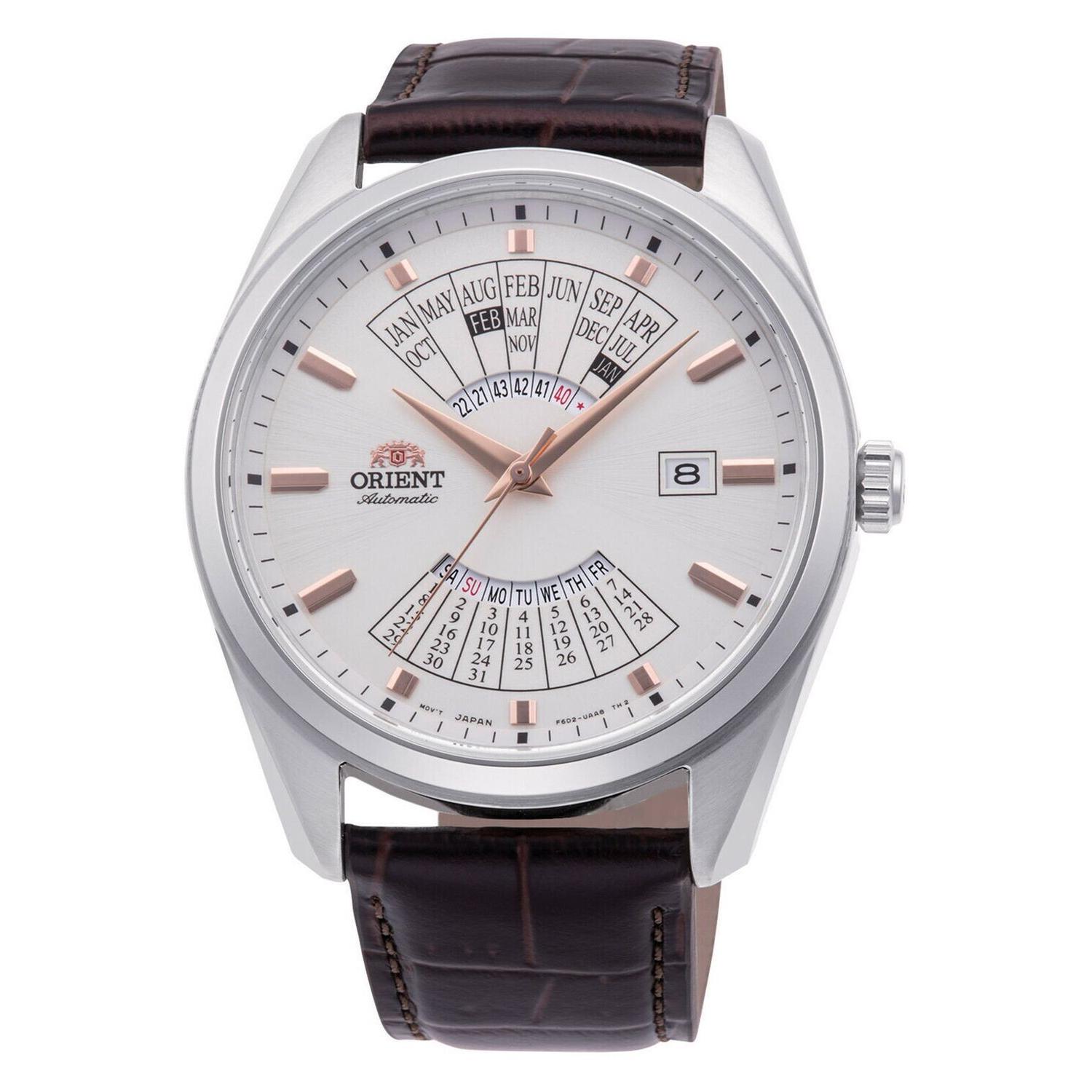 Orient - Reloj automático hombre Orient Multi Year Calendar RA-BA0005S dial blanco 43.5mm correa de cuero 50m (admite cuerda manual) RA-BA0005S10B