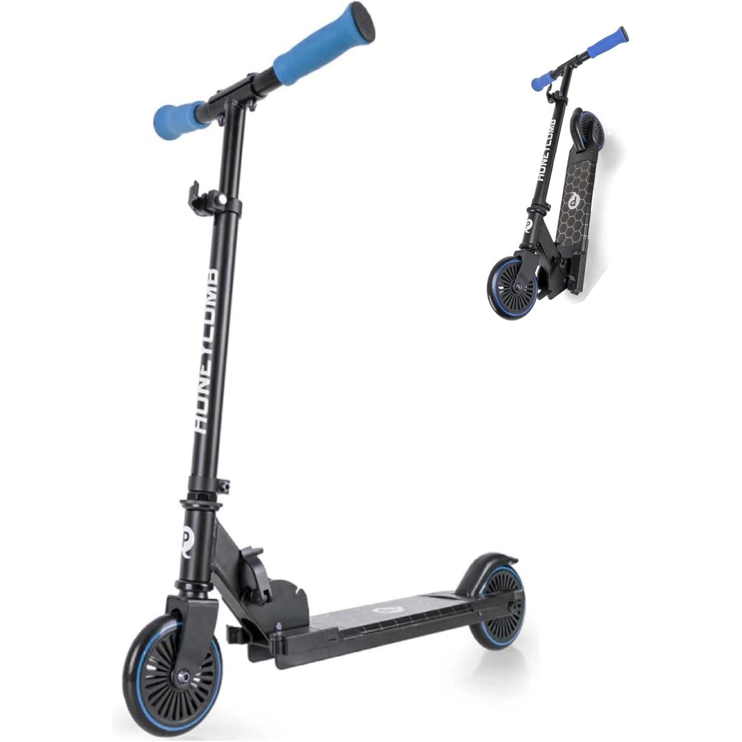 Qplay Patinete Infantil Honeycomb con Luces LED en la Base | Manillar Ajustable y Plegable | Diseño con Efecto Neón para Niños a Partir de 5 Años