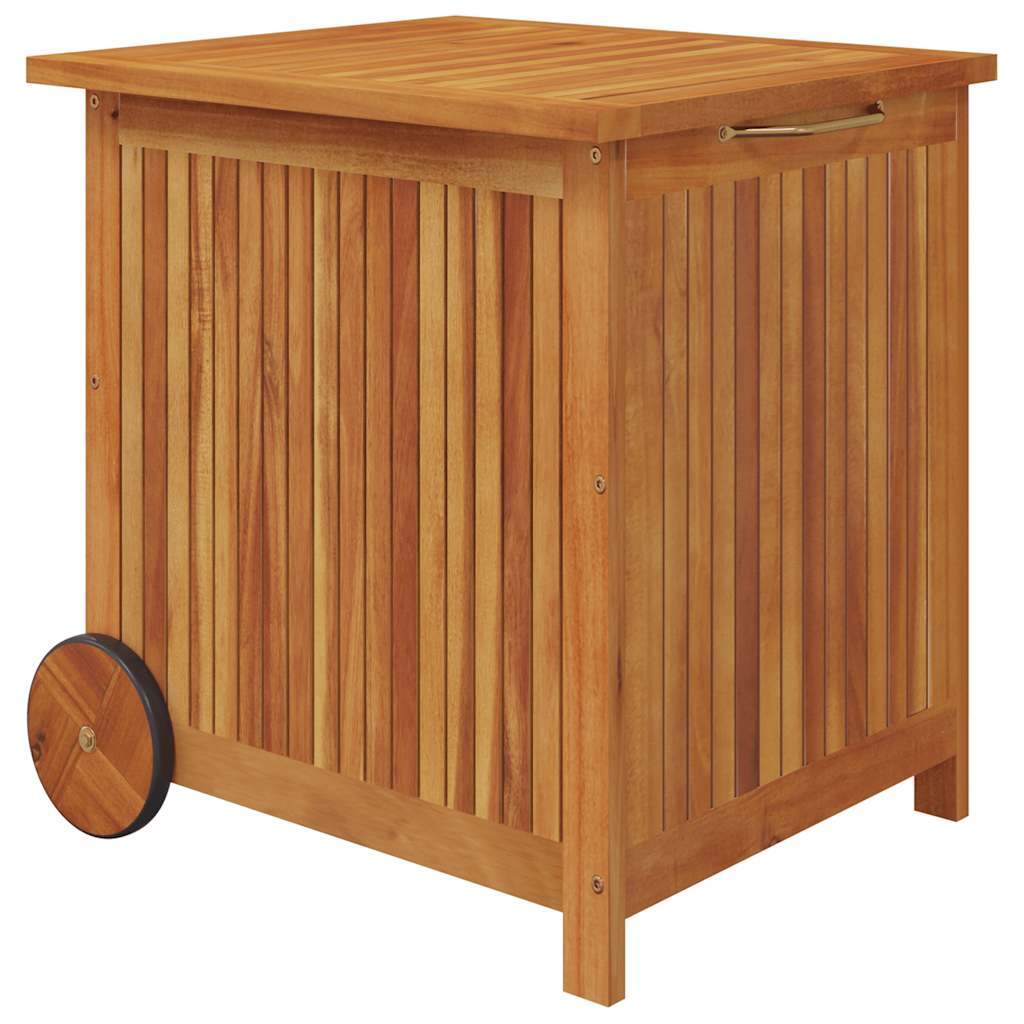 vidaXL Caja de almacenaje de jardín ruedas acacia maciza 60x50x58 cm