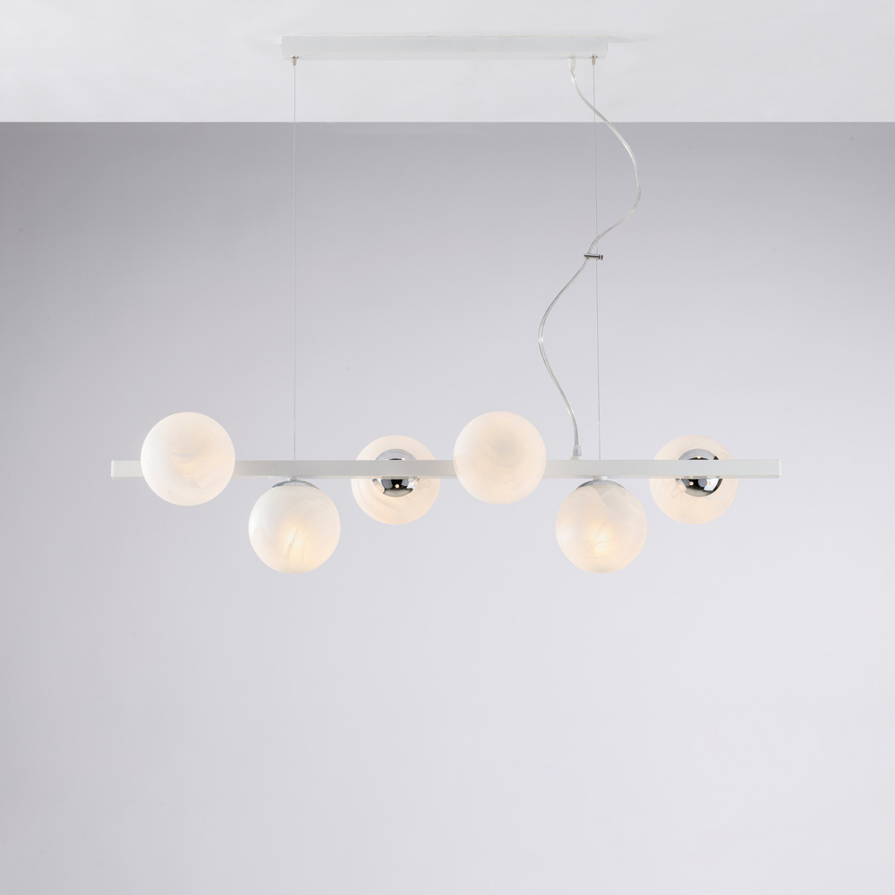 Adrian Contemporary Chandelier Metal Blanco Cromo 6 Luces E14
