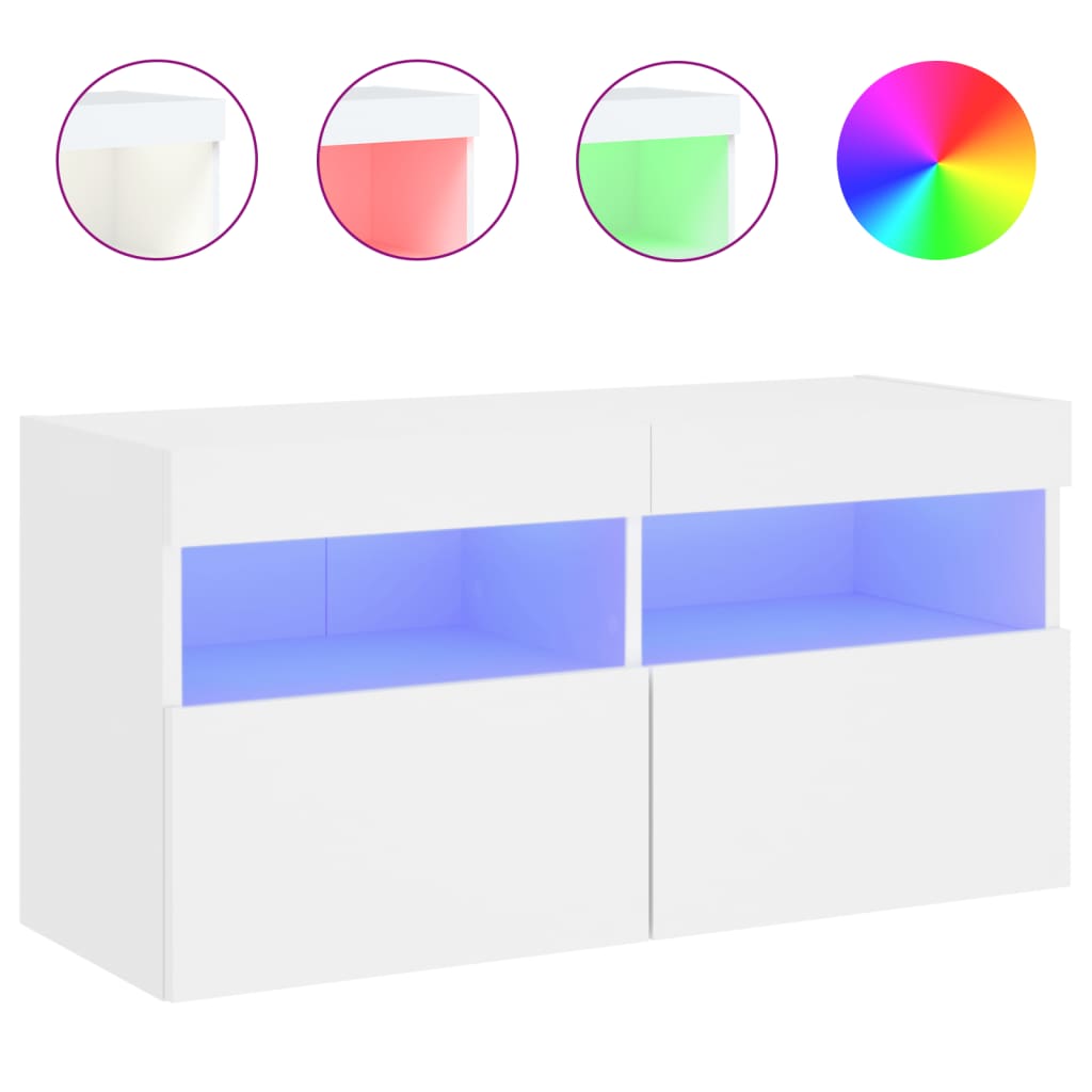 vidaXL Mueble de TV de pared con luces LED blanco 80x30x40 cm