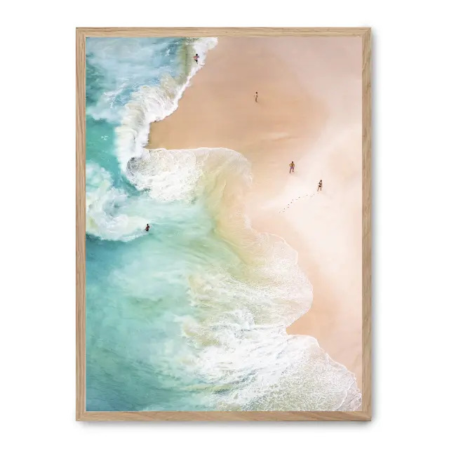 Cuadro bathers ii 30x40cm, Póster impreso en papel de primera calidad de 180gr, montado sobre marco de madera MDF acabado roble., Naturaleza - Playa