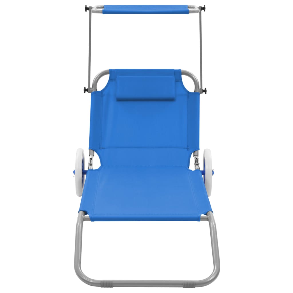Vidaxl Tumbona Plegable con Toldo y Ruedas en Varios Colores - Ideal para Jardín, Playa, Piscina, Terraza