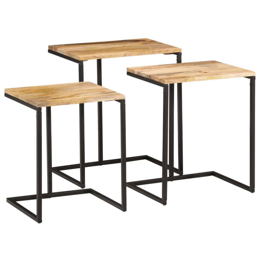 Vidaxl Mesas Apilables 3 Piezas Madera Maciza de Acacia Mesa de Sofá Mesa de Entrada para Salón Consola de Entrada Mueble Recibidor Mesita Mesa Auxiliar Salon