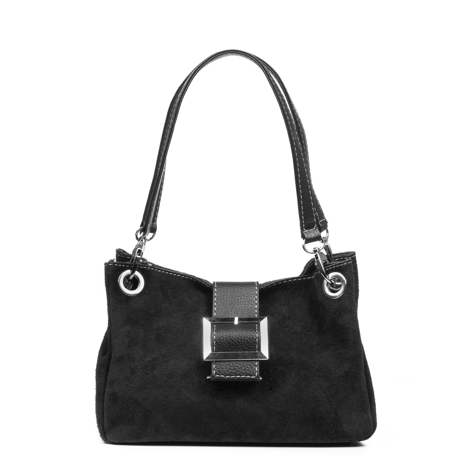Firenze Artegiani. Aicurzio Bolso de hombro Mujer. Piel auténtica Gamuza Dollaro. Made in Italy. Vera Pelle Italiana.