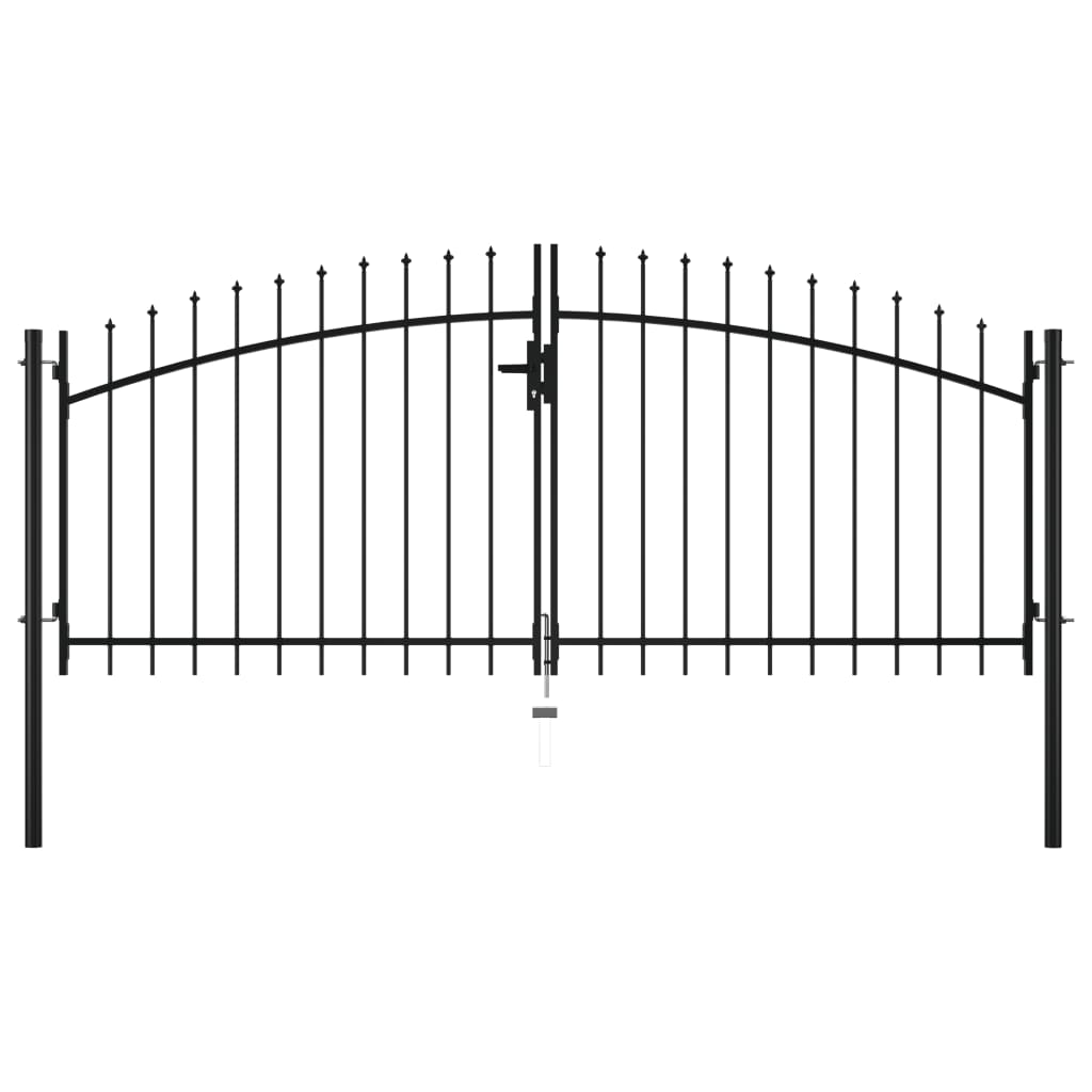 vidaXL Puerta Doble para Valla con Puntas de Lanza Cancela de Patio Dimensiones 300 x 150 cm, 400 x 150 cm
