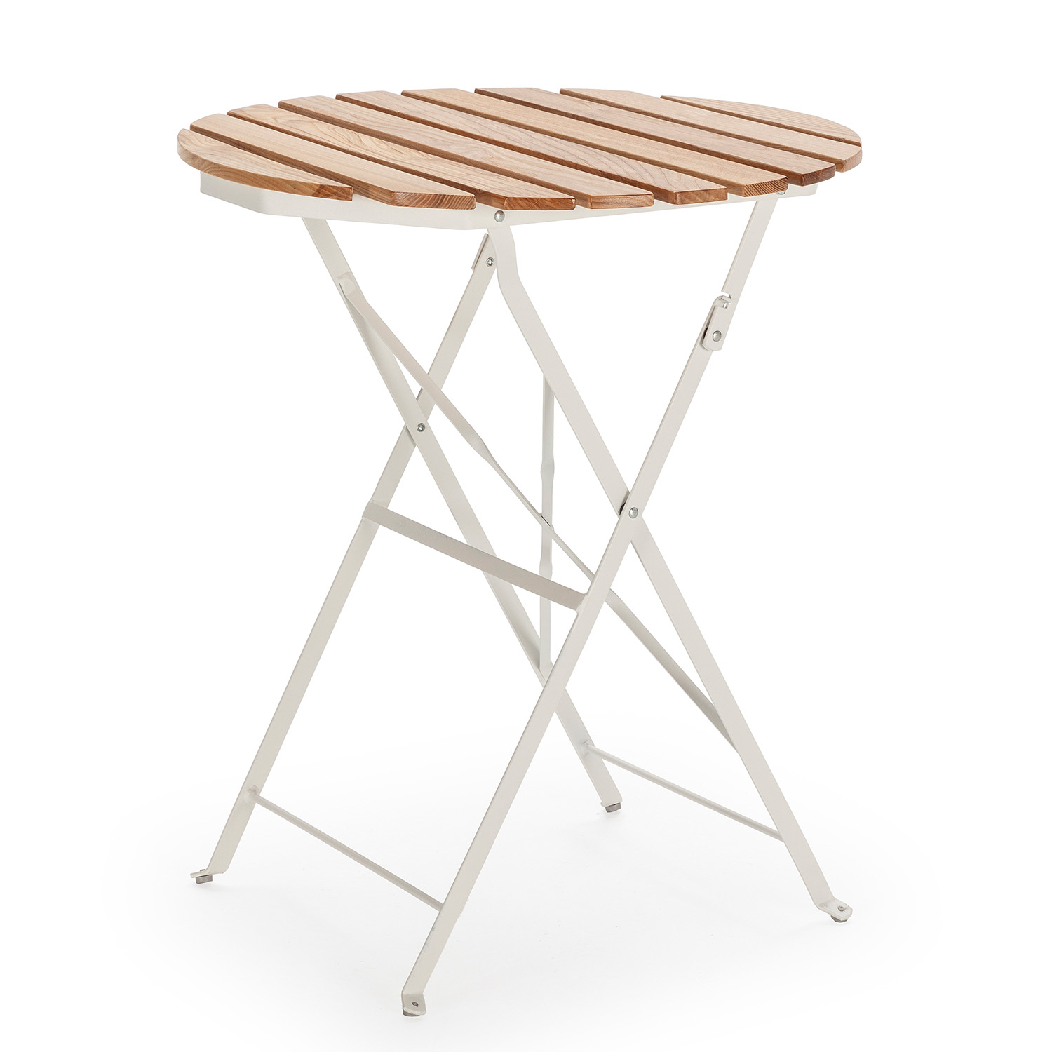 VS Venta-Stock Mesa de Jardín Plegable Ambar de Madera y Metal Blanco