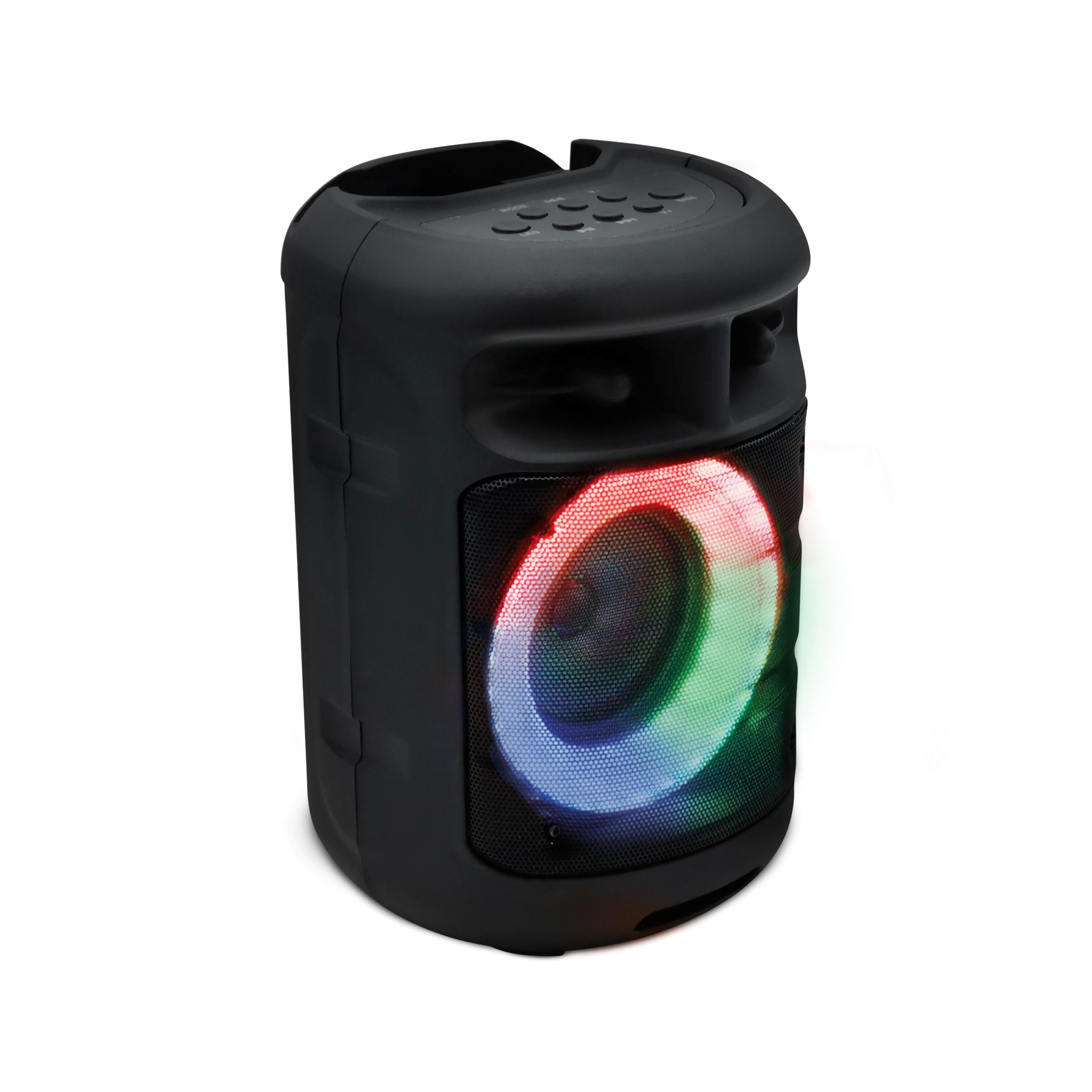 METRONIC 477189 Altavoz Portátil Drum 10 W con LED Bluetooth/USB/micro-SD/Entradas AUX-in 3.5 mm y Micro 6.35 mm