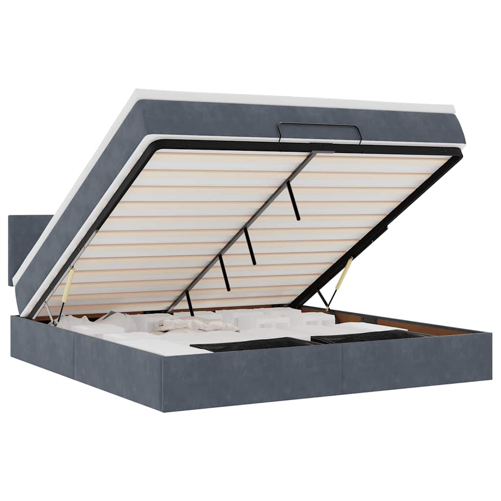 vidaXL Estructura cama otomana con colchón gris oscuro 160x200 cm
