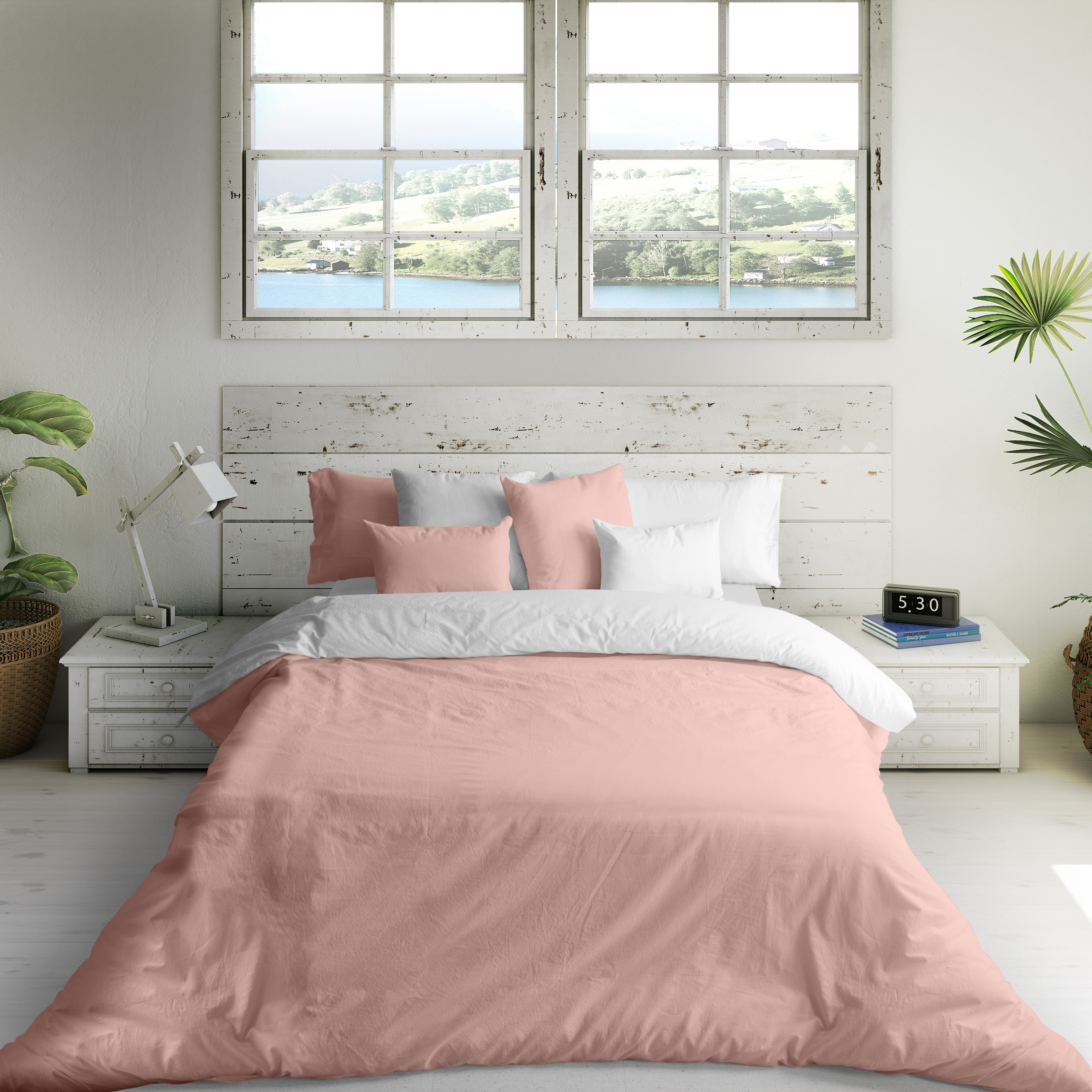 NATURALS - Funda Nórdica Lisa Bicolor Reversible - Algodón Extra Suave - 144 Hilos - Cama 90/105/135/150/180/200 - Fabricado en España