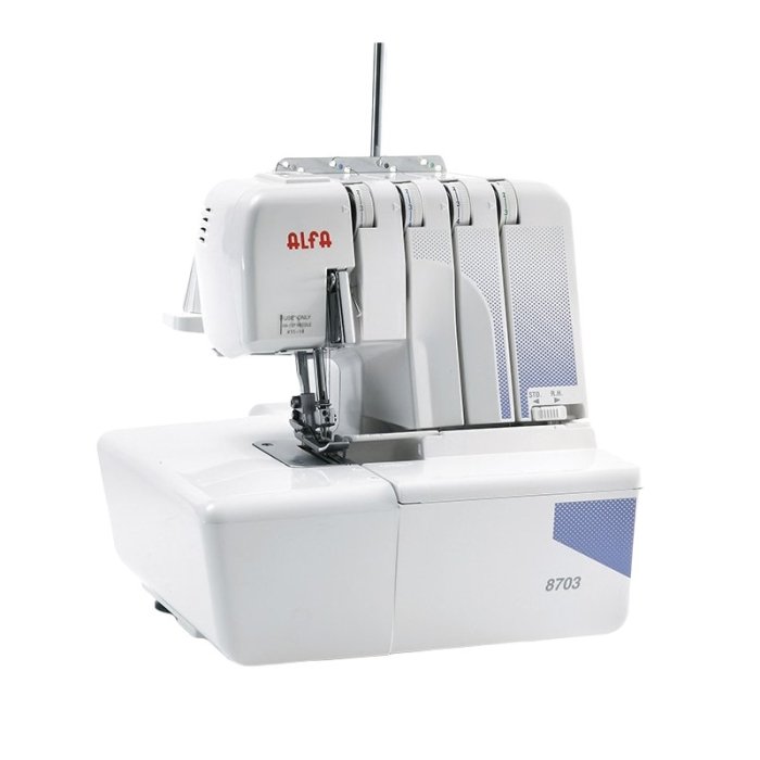 Remalladora Alfa 8703 - Overlock Profesional con 2, 3 o 4 Hilos, Corte Ajustable, Luz LED y Motor de 120 W