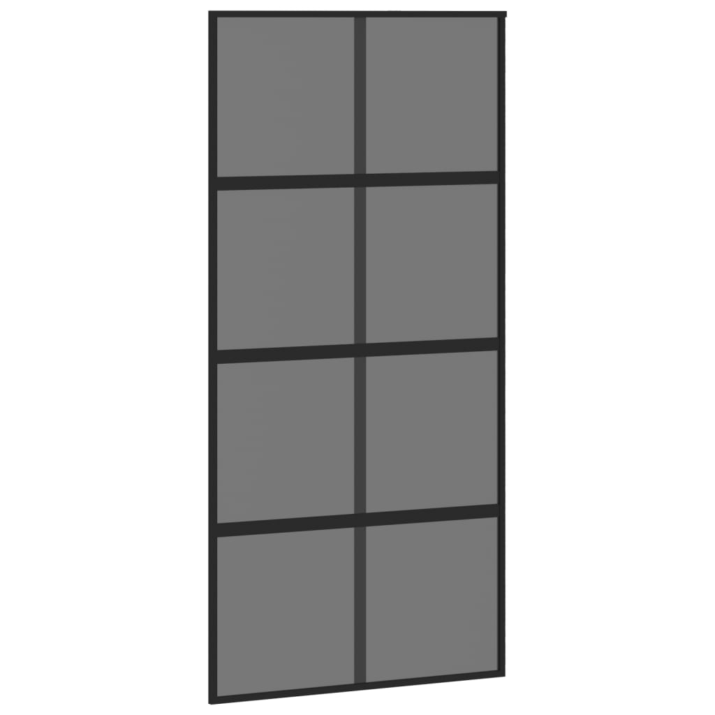 vidaXL Puerta Corredera Panel de Granero Hogar Vidrio Templado y Aluminio Negra Dimensiones 76 x 205 cm, 90 x 205 cm, 102.5 x 205 cm