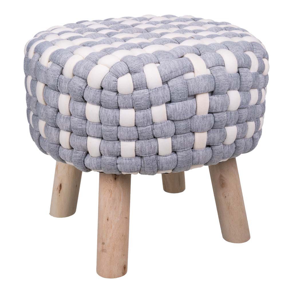 Taburete De Madera Y Algodón Trenzado, El mejor complemento para tu hogar