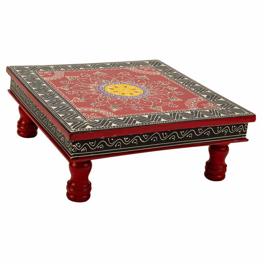 Mesa Auxiliar De Madera Pintado A Mano 38x38x14cm, El mejor complemento para tu hogar