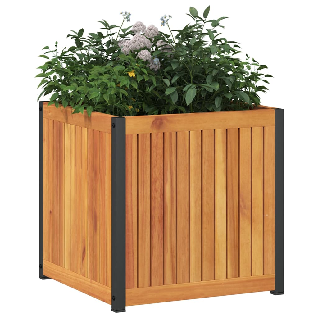 vidaXL Jardinera de madera maciza de acacia y acero Dimensiones 45 x 45 x 44 cm,  85 x 45 x 44 cm,  110 x 45 x 44 cm y mas