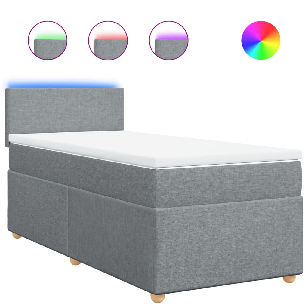 vidaXL Cama box spring con colchón tela gris claro 80x200 cm