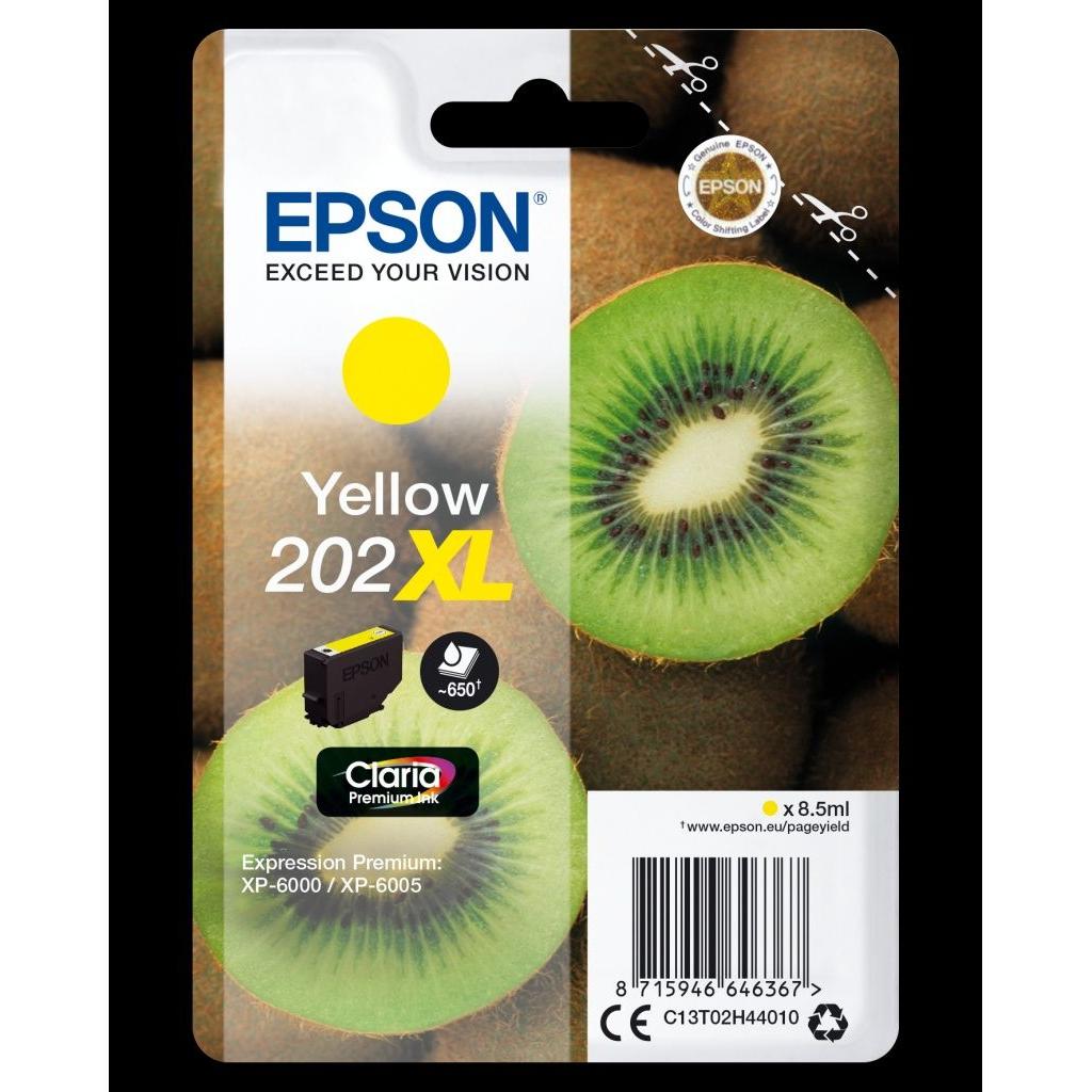 Epson - Cartucho de tinta C13T02H44010 Claria Premium amarillo 202XL para impresoras XP-6000 y XP-6005, alta capacidad y colores vivos