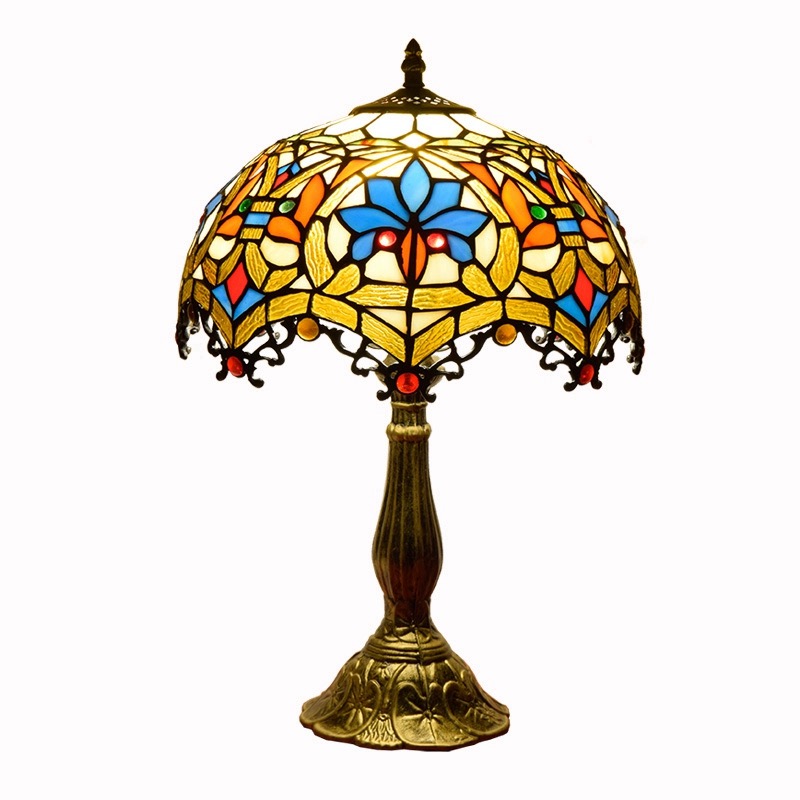 ALPINALUZ Lámpara de mesa inspiración con mosaico floral en cristal-E27