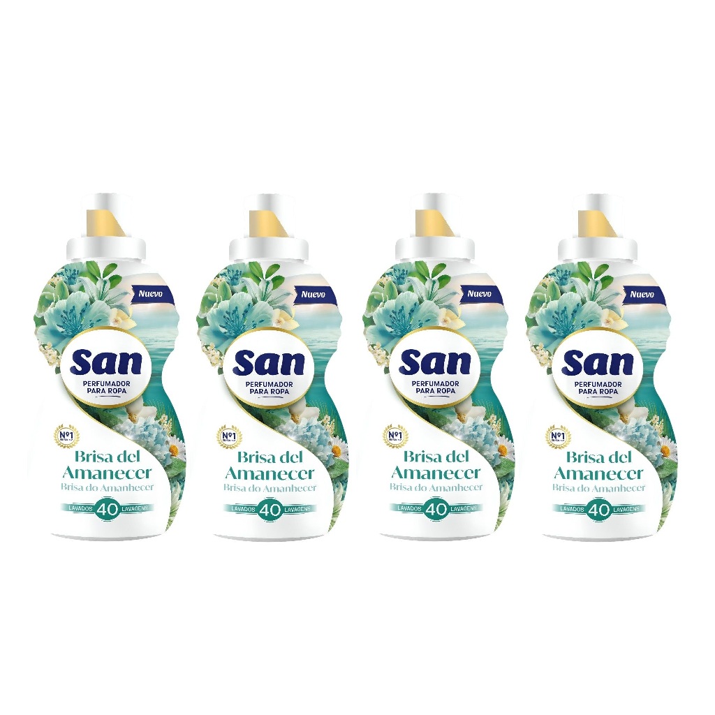 SAN Perfumador para Lavadora Brisa del Amanecer 40 Lavados 800ml (Pack de 4), Potenciador de fragancia Líquido Concentrado para Ropa, Perfume más intenso y duradero en tus coladas, sensación fresca y reconfortante