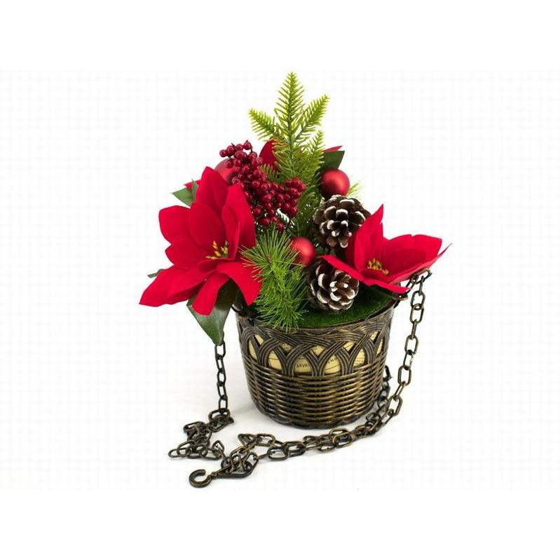 Gerimport Maceta Colgante Poinsetia Decoración Navidad 56 Cm